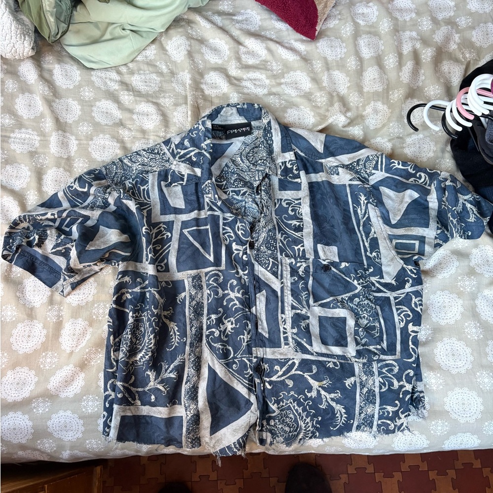 Men's Geometric Blue Shirt Jacket